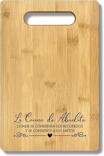 FONDCANYON Regalos de Abuela, Cocina De La Abuelita Española Mexicana Abuelita Decoración de Tabla de Cortar de Bambú Latina Mejor Abuela Cumpleaños
