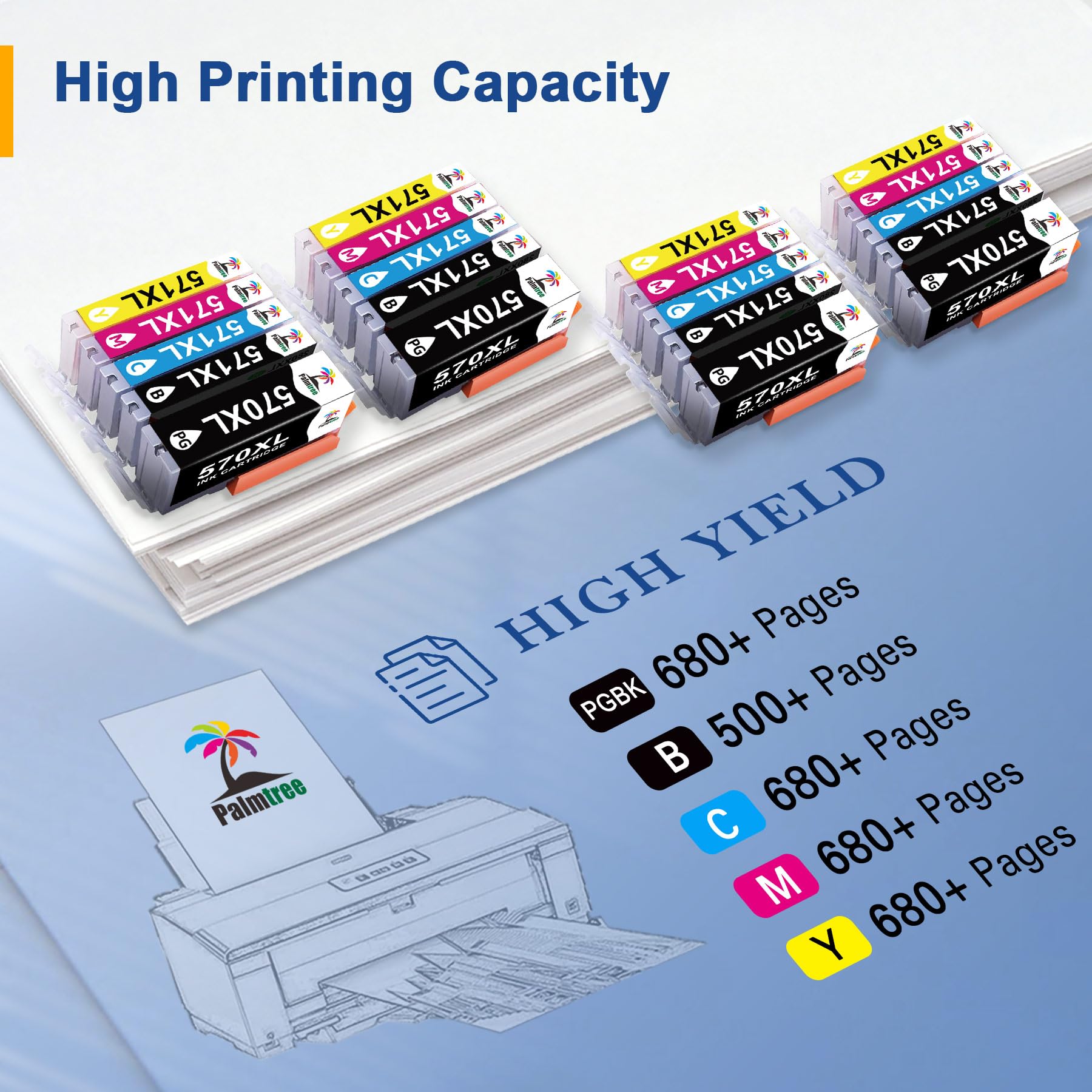 Kit De 5 Cartouches D’encre Compatibles Canon – Série 570/571 XL – Multicolore