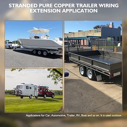 Miniatura 7 de Suficiente 100 pies Suficiente 16AWG Arnés de cableado de remolque de 5 vías enlazado para RV, caravana, remolque de barco, carrete, CCA estándar,
