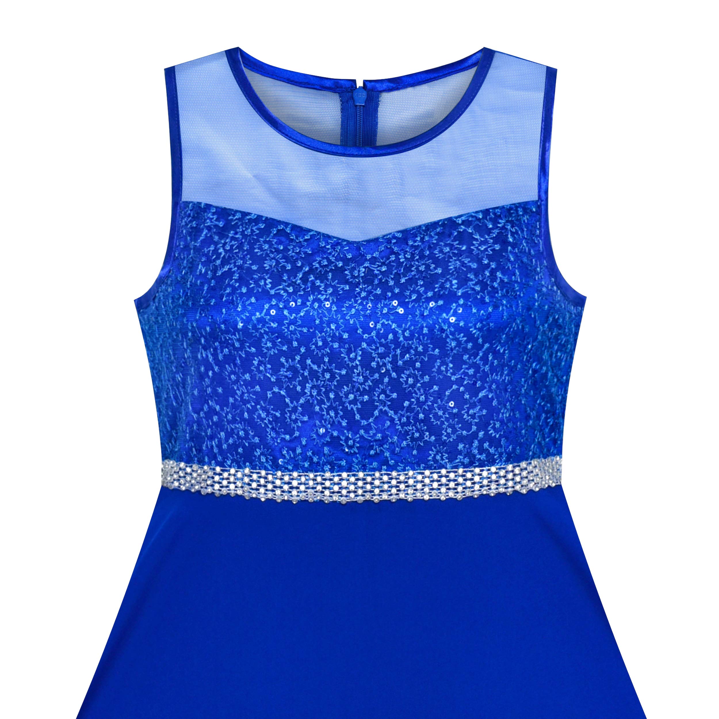 Sunny Fashion Robe Fille Rhinestone Mousseline de Soie Demoiselle d'honneur Bal de Danse Maxi Robe 6-14 Ans