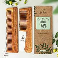 Vista 3 de Nat Habit - Back To Natural Secrets Everyday Kacchi Neem - Peine de madera para alisar el cabello, control de encrespamiento, para hombres