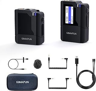 KIMAFUN 2.4G Wireless Lavalier Microphone System,Compact Wireless Transmitter and Receiver for Camera,iPhone,Android Phone,Vlog,TikTok YouTube Facebook Live Streaming,Interview,Recording