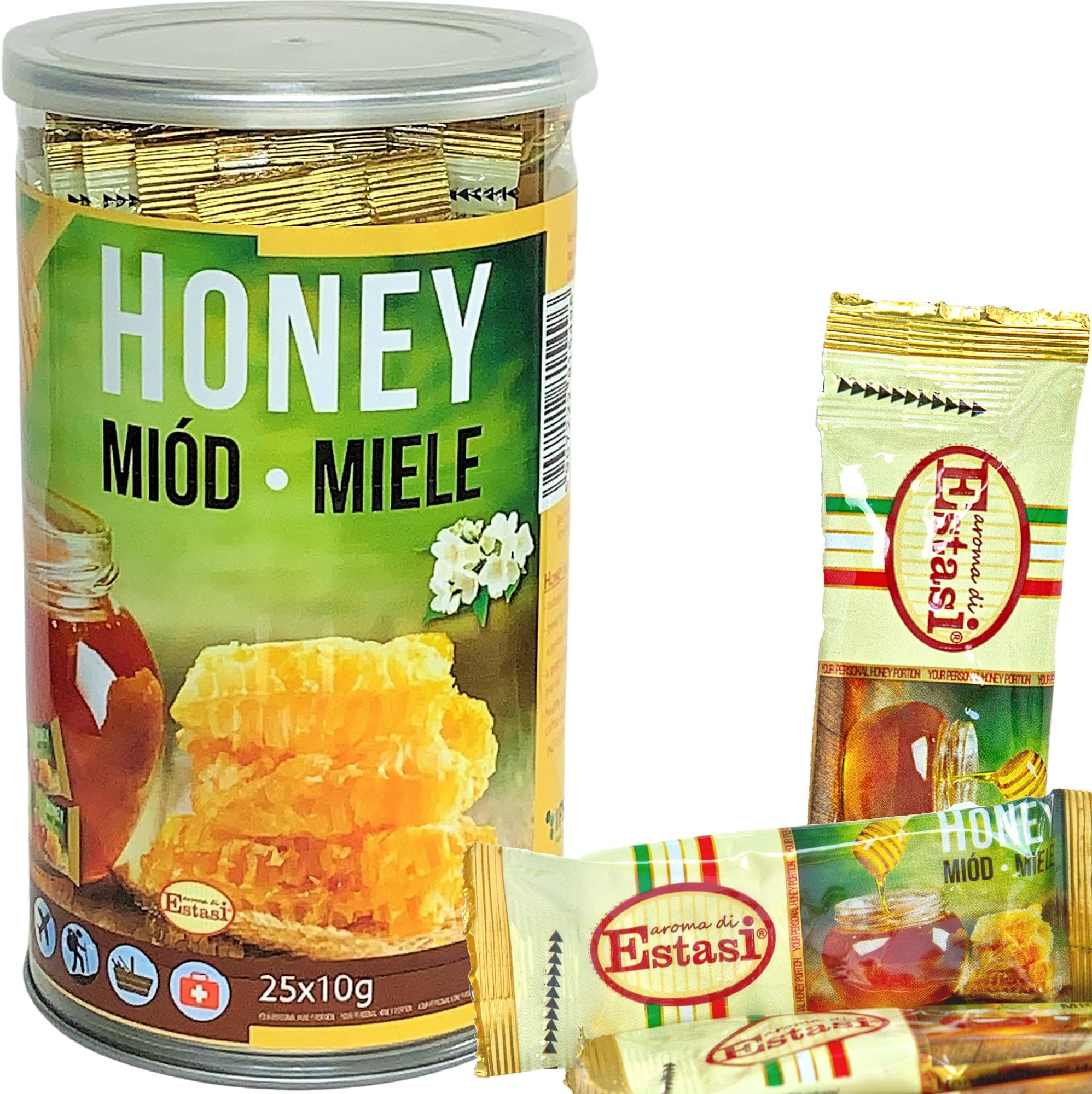 Premium Honey Packets On The Go Raw Pure 25 Count MRE Sticks Aroma Di Estasi Natural Easy to Carry Tea Lunch Box Gift
