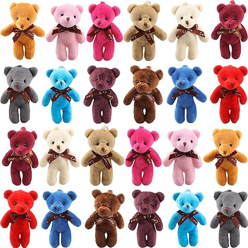 36 paquetes de 4.7 pulgadas Mini oso de peluche de juguete de peluche para llavero, manualidades, accesorios de bricolaje, regalos de cumpleaños,