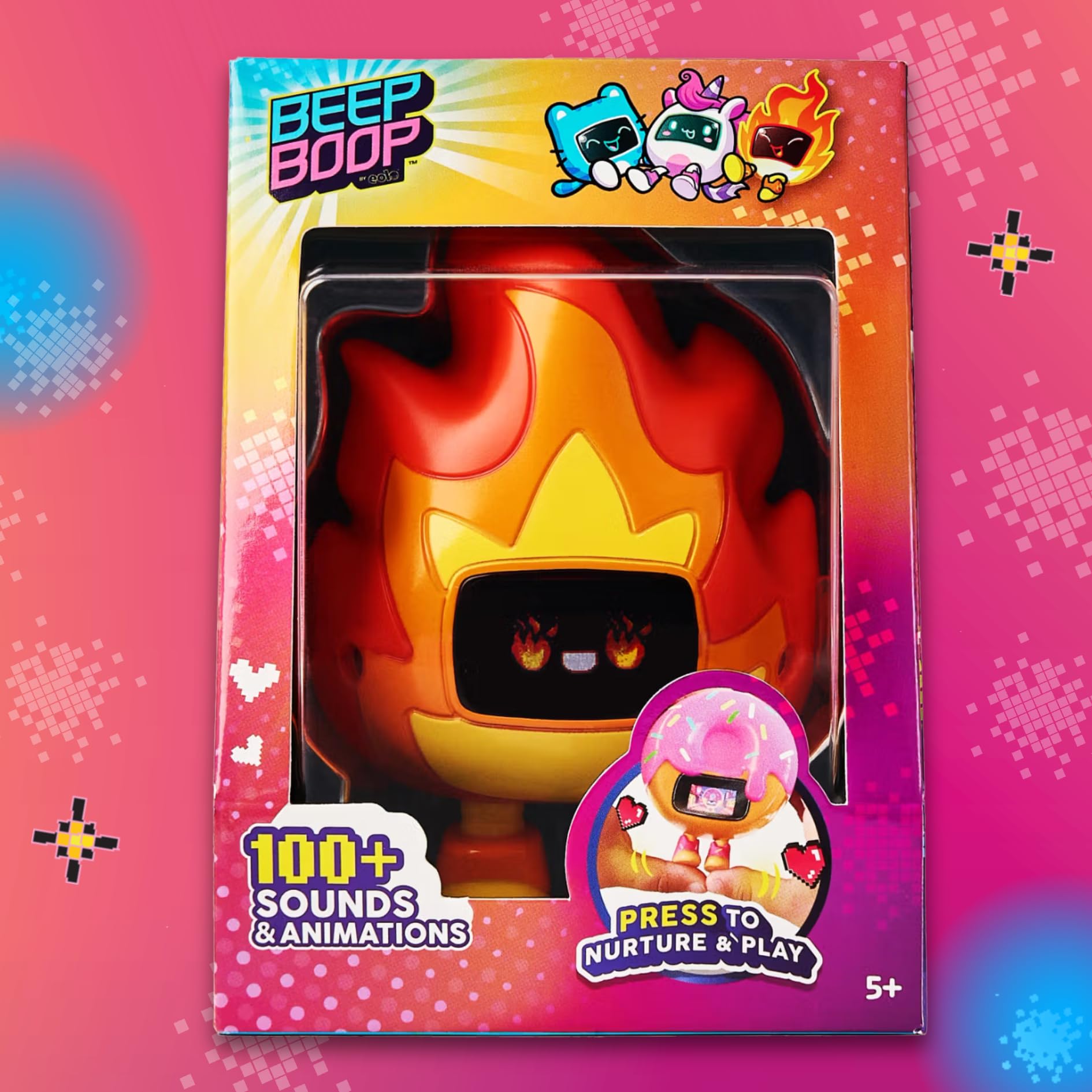 Giochi Preziosi - Beep Boop Tochi, Personaggio Interattivo Da Accudire, Animale virtuale Fuoco Con Moschettone, 4 Mini Giochi e 70 Suoni, Gioco per Bambini dai 5 anni