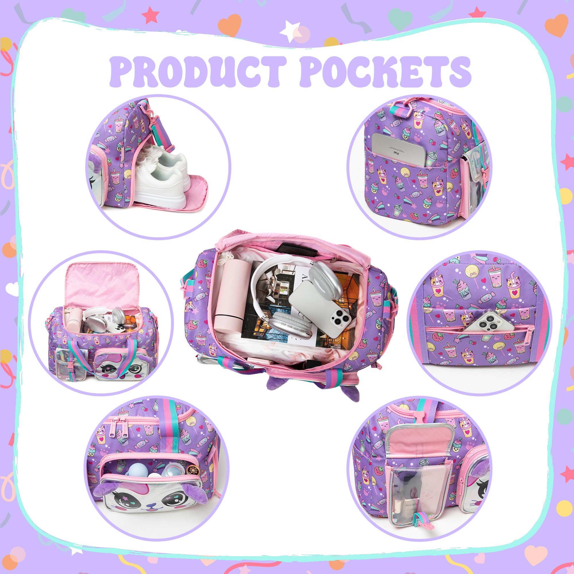HTgroce Sac de Sport Fille - Sac de Voyage Enfant - Sac de Gym Résistant Piscine Danse Loisir