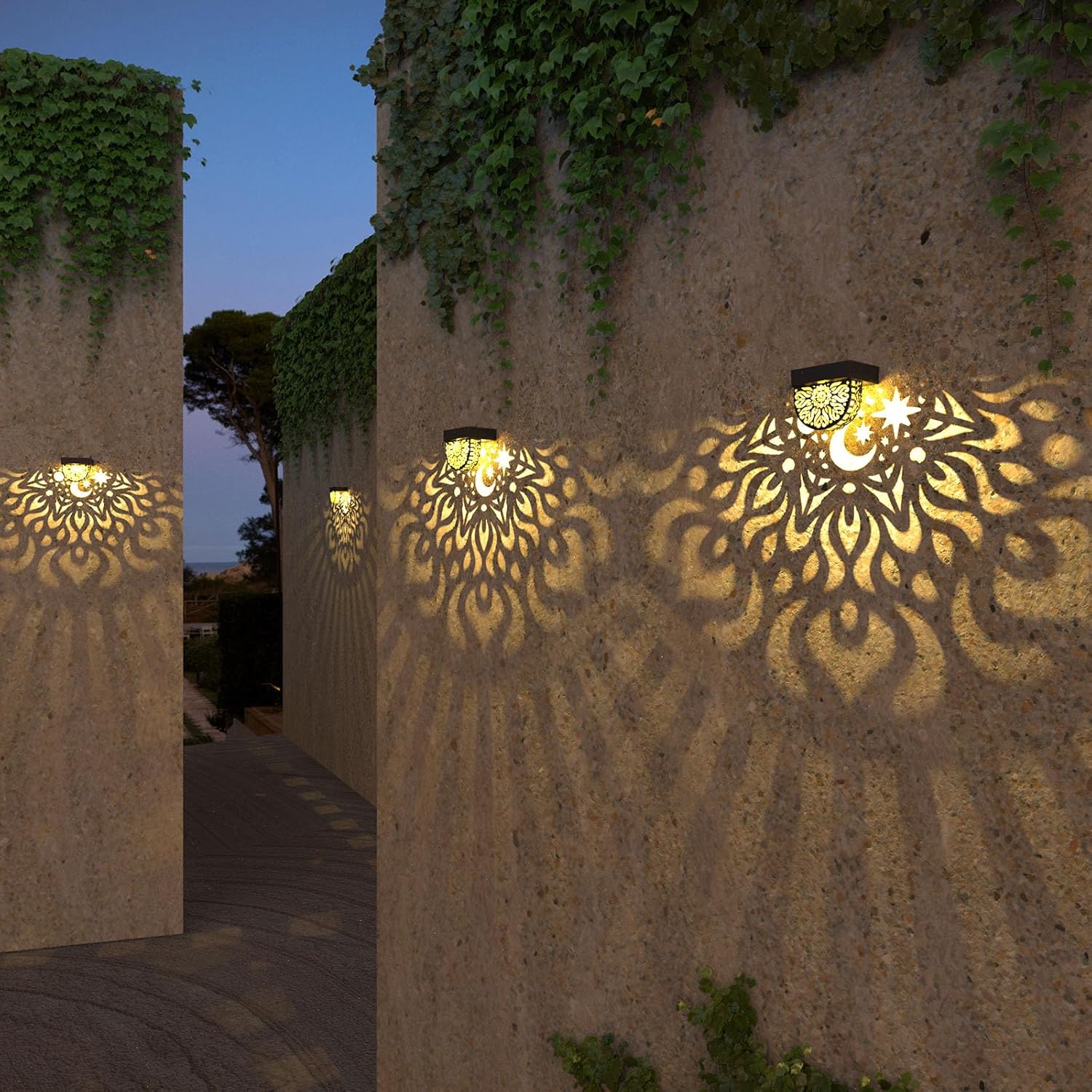 Solar Fence Lights 6 Pack Solar Deck Lights Waterproof LED Powered Step Wall Lanterns Outdoor Decorations Warm Yellow Decorative Lighting for Garden Backyard (Black) - Image 8