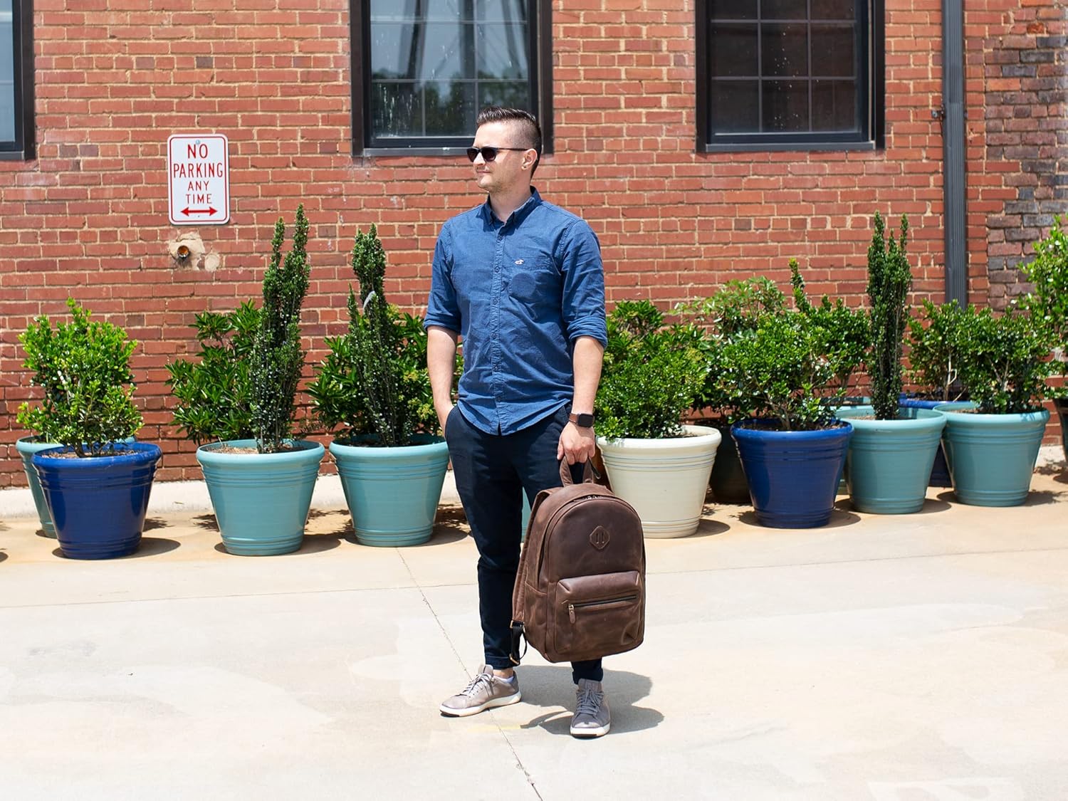 olpr. Leather Backpack Classic Laptop Vintage Daypack Weekend Travel Business Durable Carry On Rucksack Casual Bag - Image 6