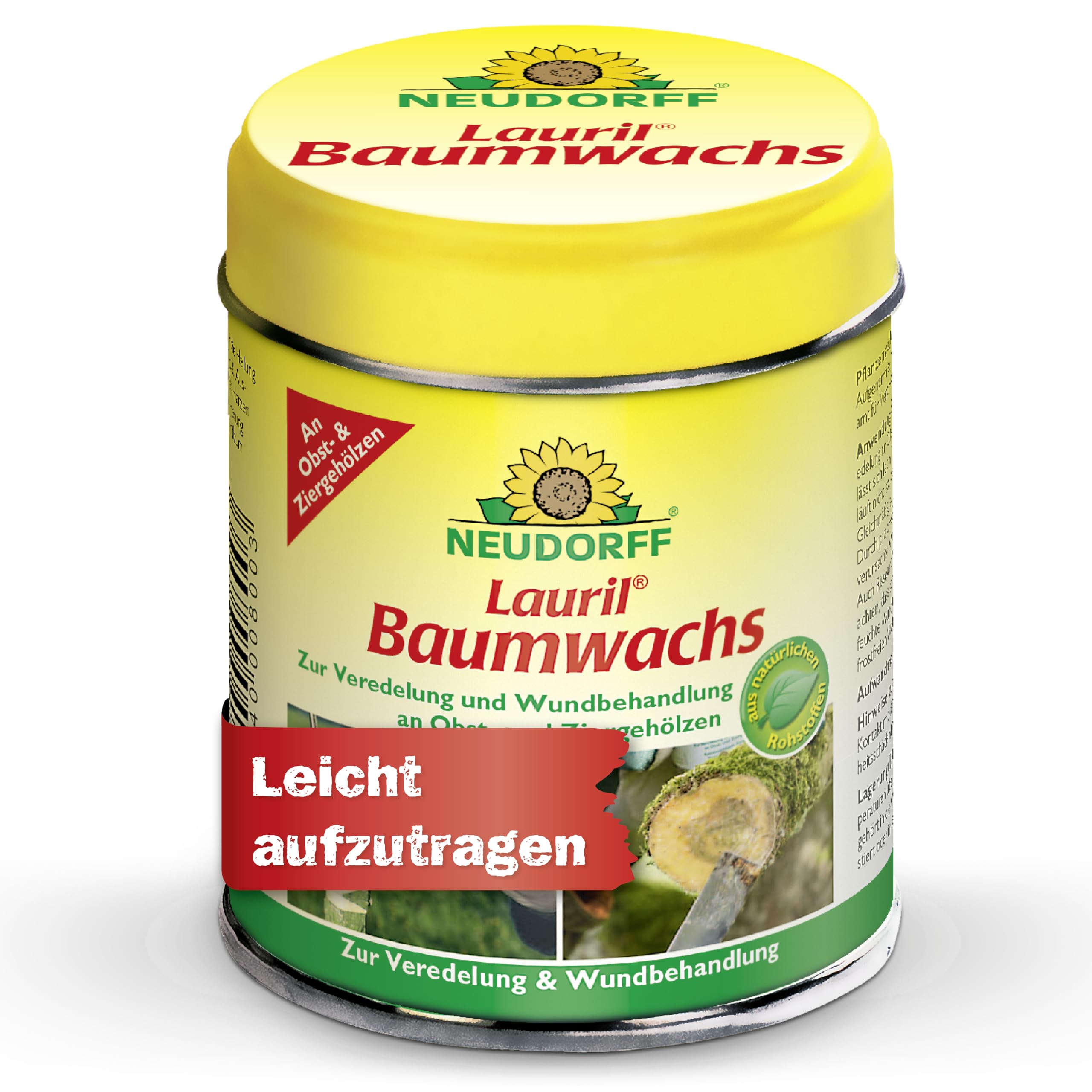 Neudorff Lauril - Cera para árboles lista para usar, cierre de herida para refinar y cicatrizar rápidamente las heridas de frutas y árboles ornamentales, 125 g