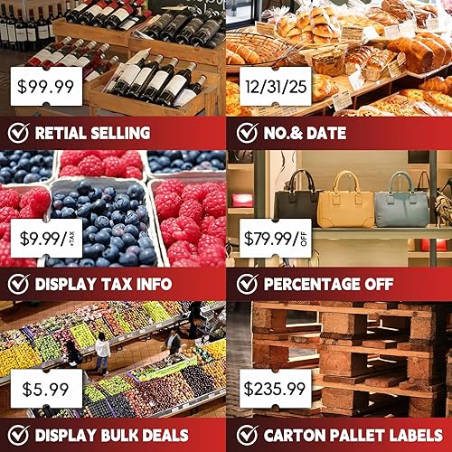 Miniatura 8 de Paquete de 2 pistolas de precio de 1 línea, pistola de precios de números 0-9 con 10,000 etiquetas de precio blancas en blanco, 2 rodillos de tinta,