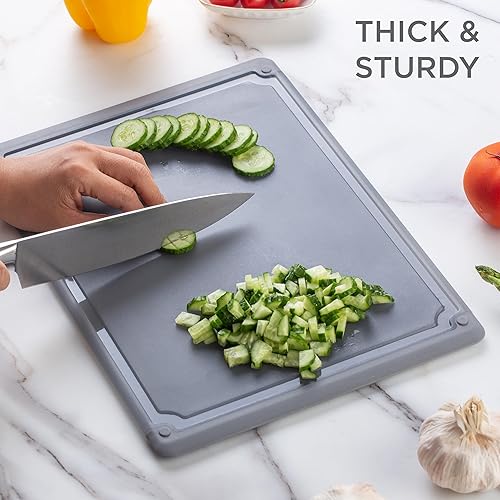 Miniatura 4 de Tablas de cortar para cocina  Juego de tablas de cortar de 3 piezas con ranuras para jugos, tablas de cortar extra grandes, tamaño jumbo, borde de