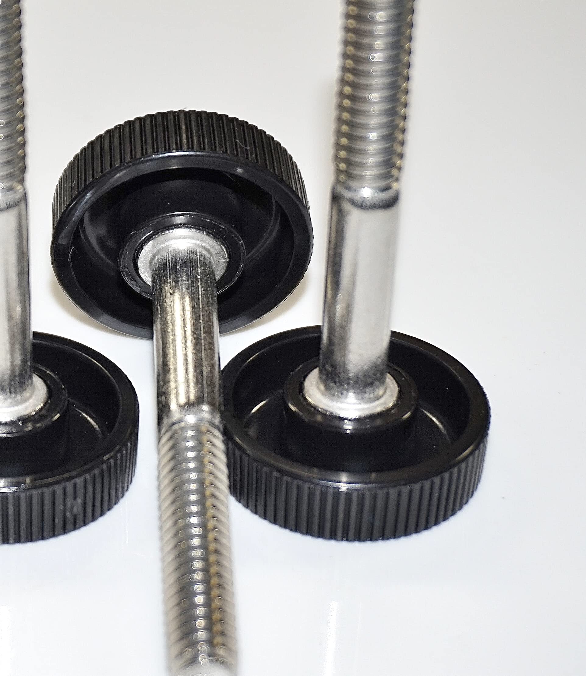 1/4-20 X 2-1/4" Thumb Screws - Stainless Steel With Black Plastic Knobs (4-Pack)