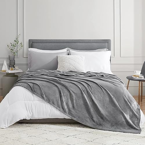 Vista 7 de Hansleep Manta de vellón tamaño King para cama, color gris, franela súper suave y mullida tamaño king, manta acogedora para todas las estaciones