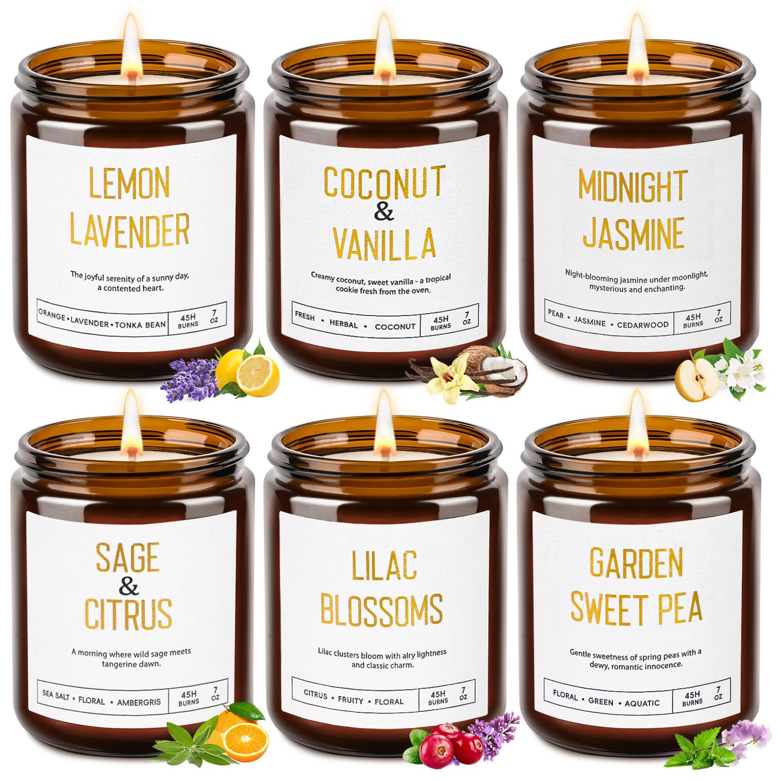 Non-Toxic Soy Candle Set, 6 Pack Aromatherapy