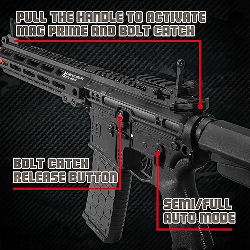 Vista 4 de EMERBU Pro-Grade Gel Splatter Ball Blaster SLR Actualizado por EMERBU - Cuerpo de Metal y Nylon - 11.1V Alta Potencia - Juego de Engranajes de Metal