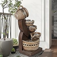 Vista 1 de LuxenHome - Fuente de agua para exteriores, jarras en cascada de poliresina de 5 niveles, fuentes y cascadas, decoración de fuente de agua