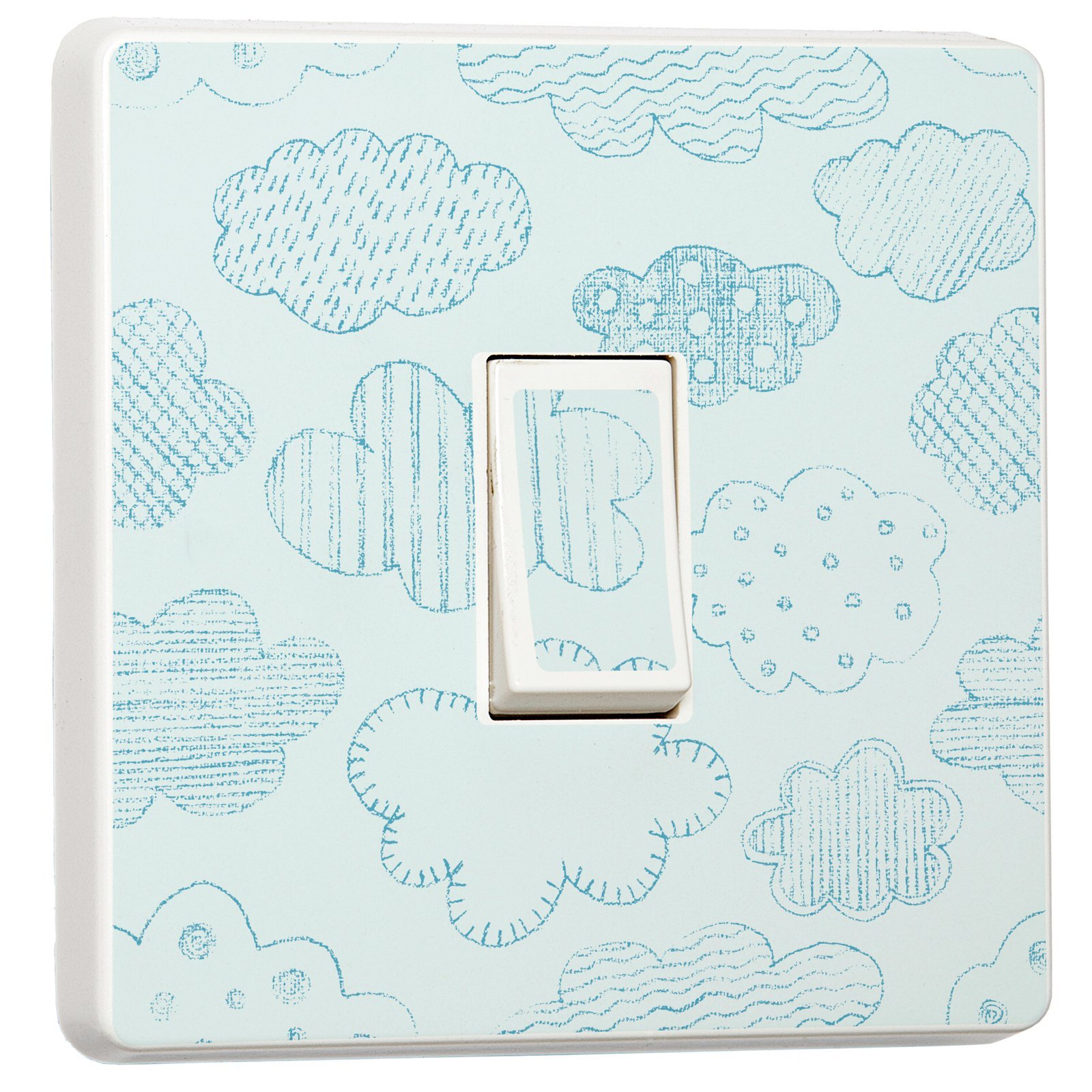 Stika.co Boys Blue/Light Pack Of 2 Clouds Children Pattern Design, Single Switch Sticker, Room Decor, Home Decorations Improvements
