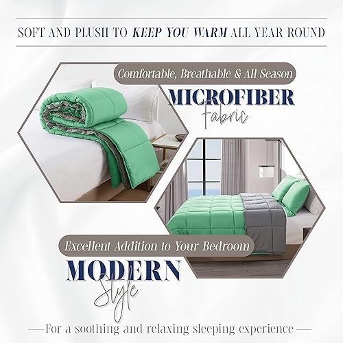 Miniatura 6 de Elegant Comfort Juego de edredón reversible de 3 piezas acogedor para todas las estaciones alternativa de plumón suave acolchado cosido en caja