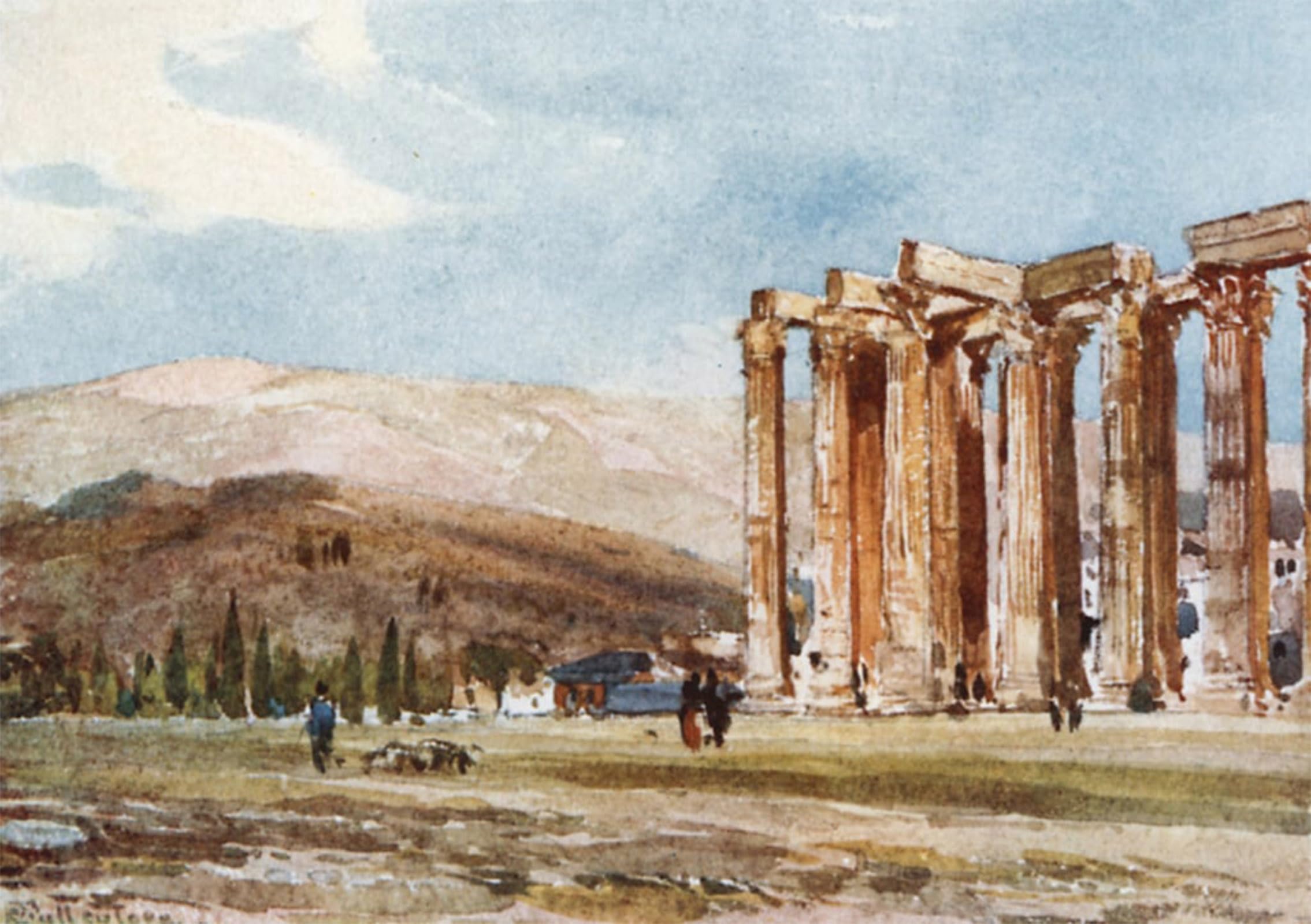 POSTERIIk Famous Modern Artwork Art Mural Columns of the Temple of Olympian Zeus From the North-west by Fulleylove Oil Paintings Pictures for Home Decor 60x90cm