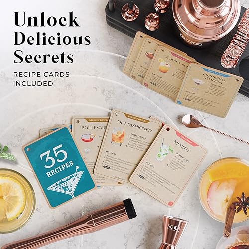 Miniatura 5 de Mixology - Kit de barman de oro rosa  Juego de coctelera para el hogar  Juego de coctelera de Martini  Kit de cóctel Kit de bar, kit de barman, kit