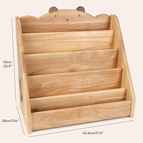Miniatura 2 de Estantería Montessori para niños, estantería de madera natural con pizarra y almacenamiento, estante para revistas para niños, organizador de