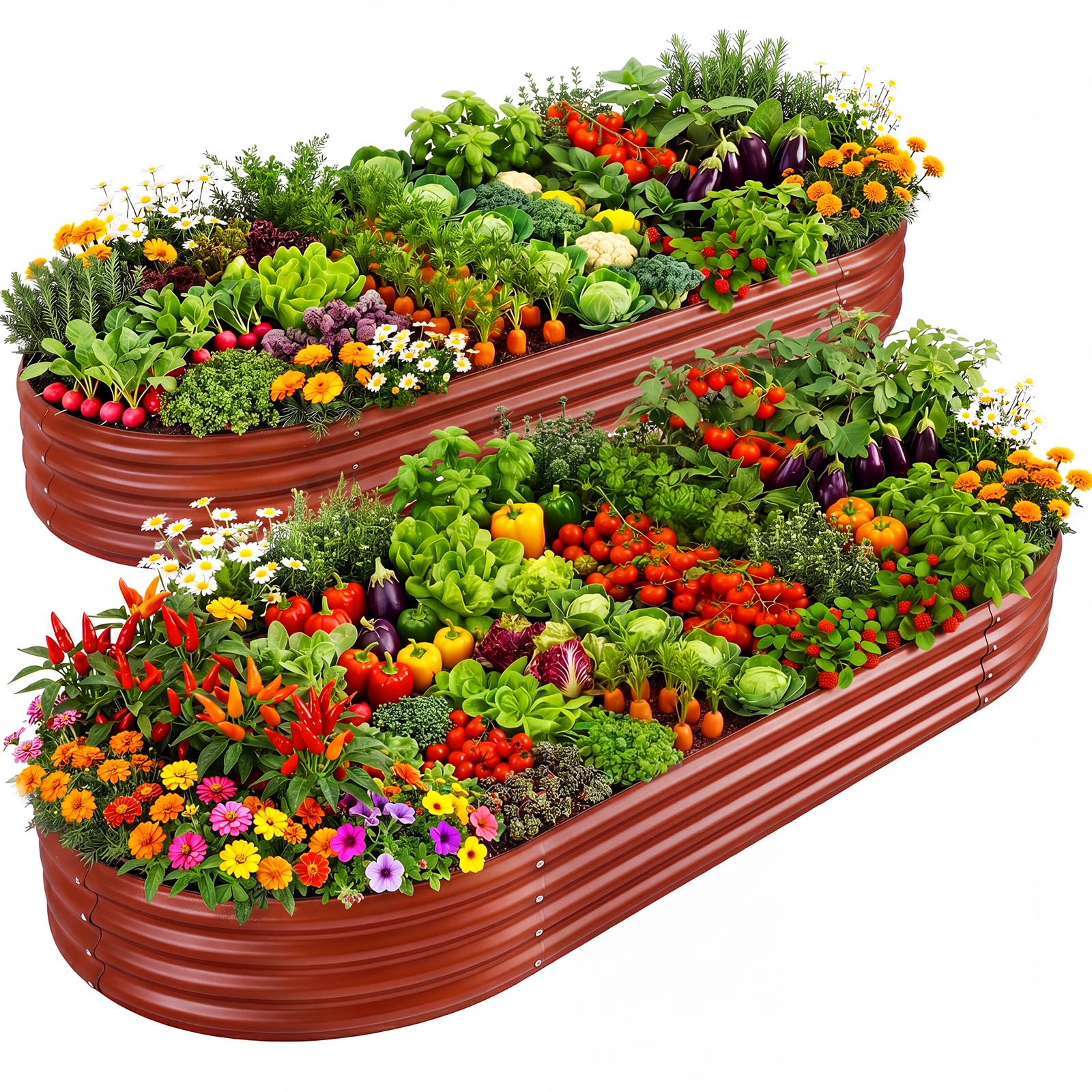 Land Guard 2Pcs 8ft Galvanized Steel Raised Garden Bed, 8 x 4 x 1 ft Large Metal Raised Planter Beds, Raised Garden Bed for Vegetables, Brown