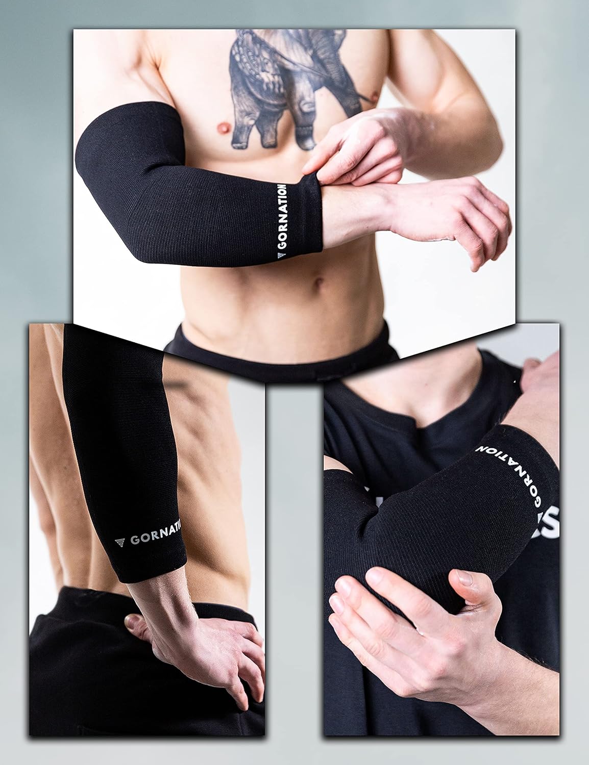 GORNATION Elbow Compression Sleeves, Forearm Compression Sleeves, 2x Arms Sleeves for Fitness Weightlifting, Bodybuilding - Image 3