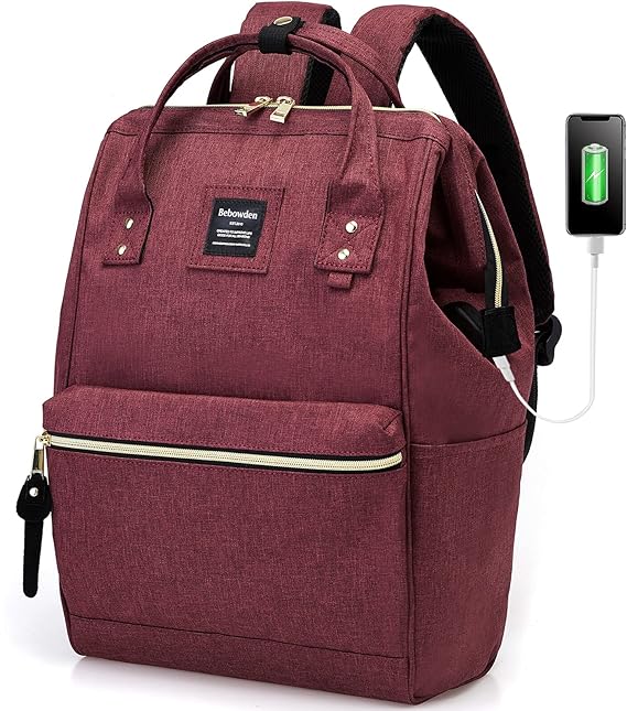 Bebowden Laptop Backpack for Women Men College Business Travel Work Bag With USB Charging Port Fits 14 Inch Laptop