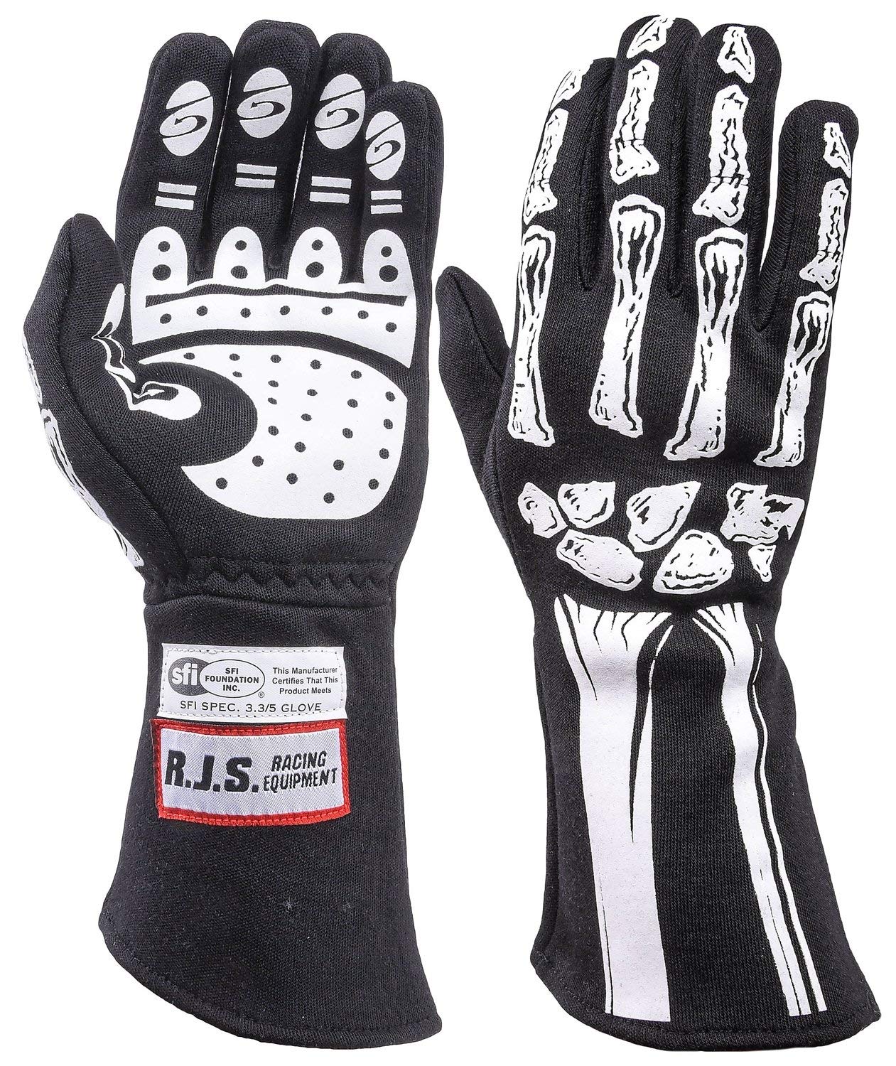 RJS Racing Equipment 600080137 Skeleton Double Layer Nomex Racing Gloves Medium