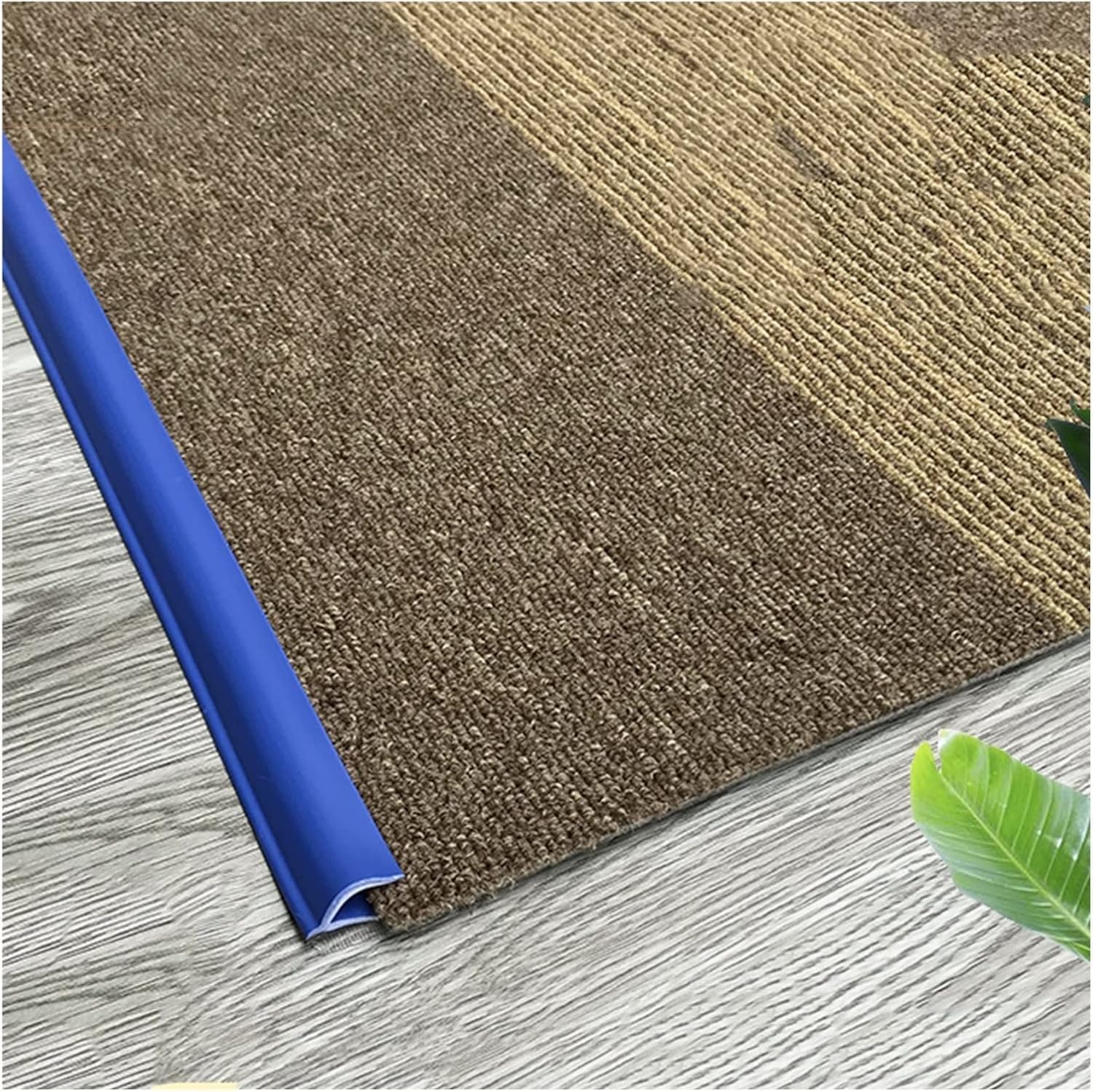 PVC Waterproof Floor Transition Strip for Carpet to Tile,Flexible Soft Carpet Edge Strips Self Adhesive, P Molding Doormats Wrapping Strip(Blue,1m(3.3ft))