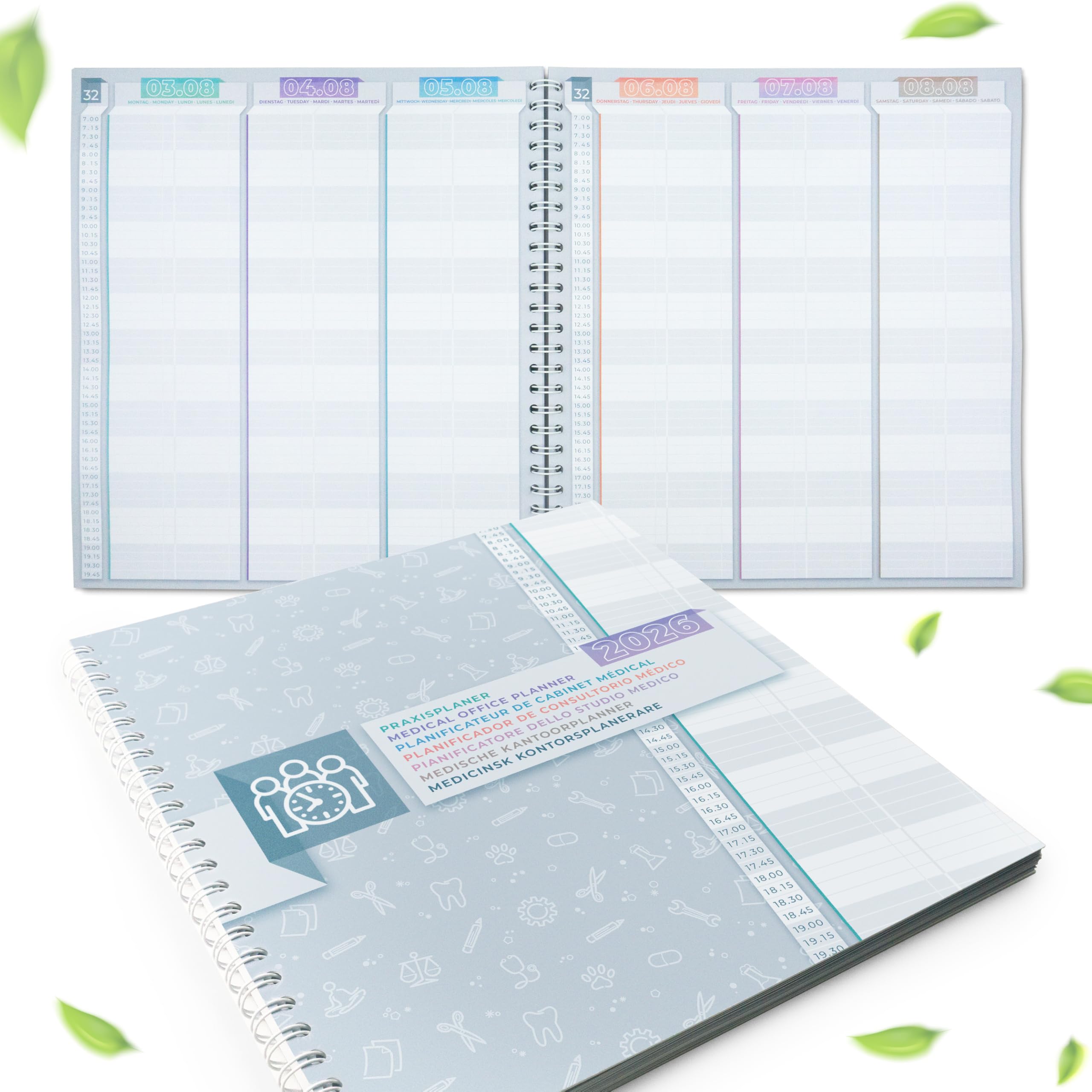1 agenda dello studio 2026 in 15 minuti, 2 colonne/giorno, agenda medica, libro degli appuntamenti extra grande, 33 x 30 cm calendario dello studio registro