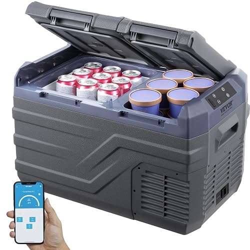 VEVOR NLS35 12 Volt Car Refrigerator Fridge 25Liter Dual Zone Portable Freezer Grey