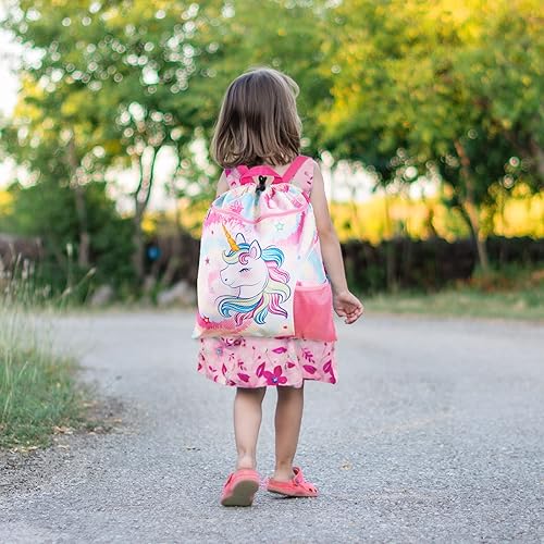 Vista 6 de WAWSAM Mermaid Gym - Mochila con cordón, Unicornio Rosa, Mochila con cordón para gimnasio
