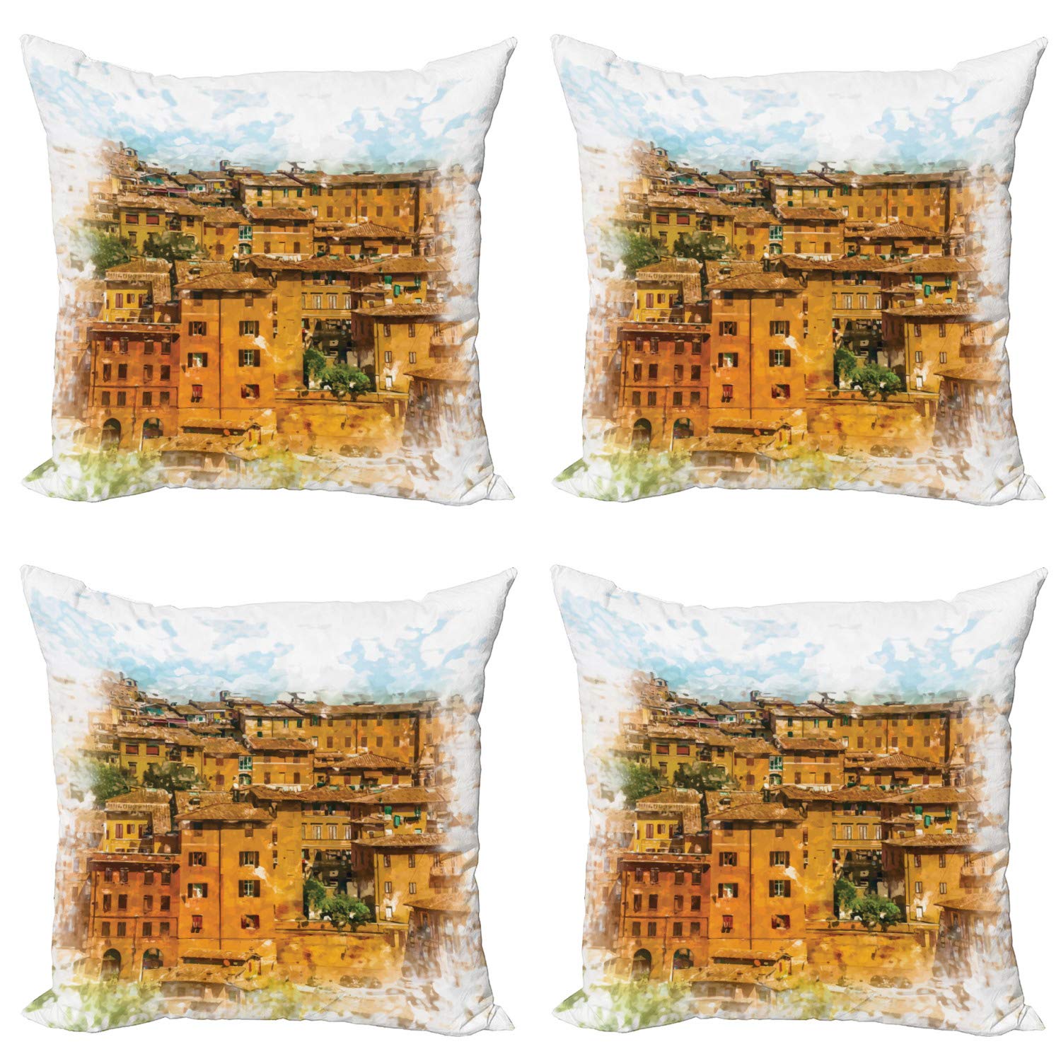 ABAKUHAUS Federa Per Cuscino 45x45 Cm Con Skyline Di Roma, Copricuscino Quadrato In Poliestere, Grigio E Bianco, Decorativo