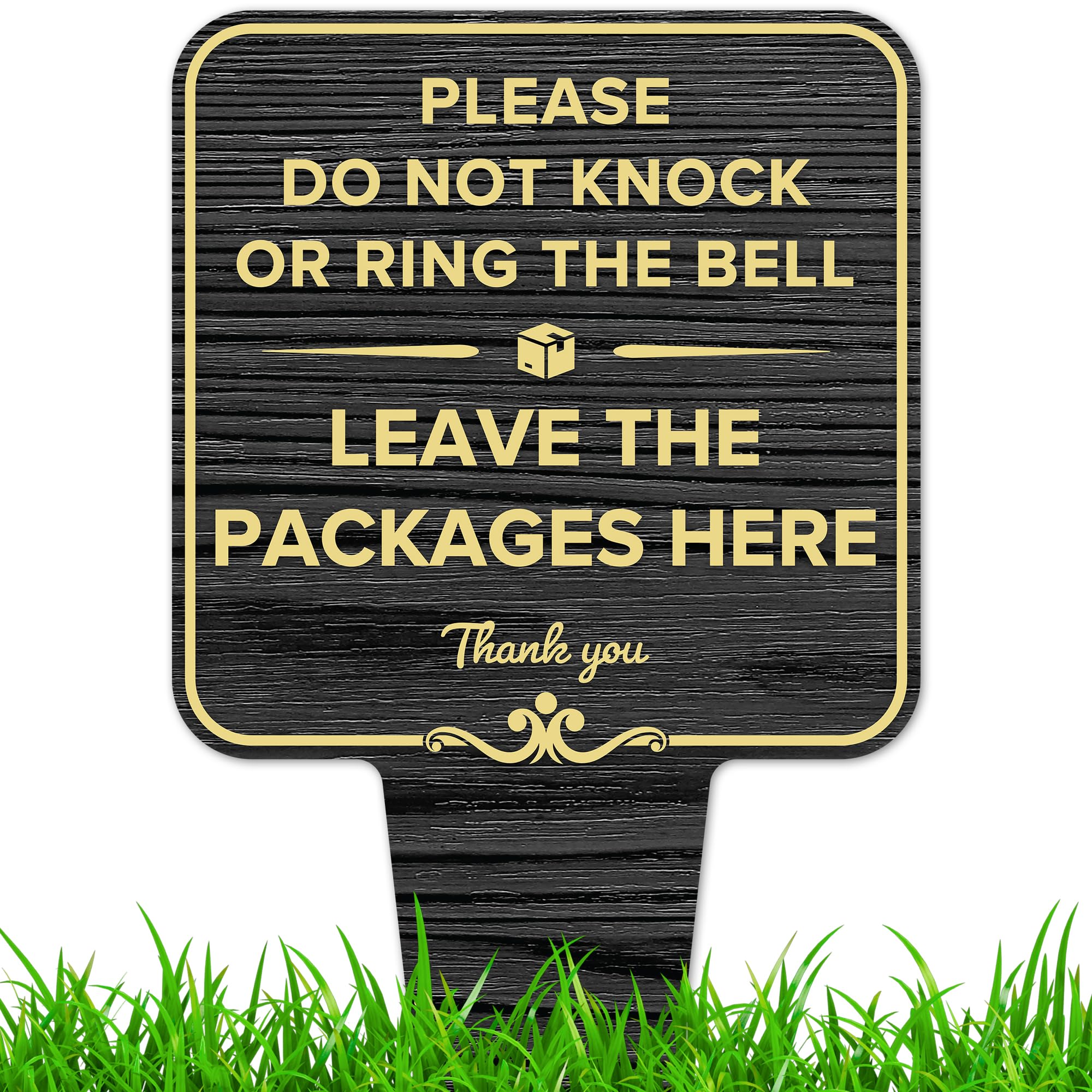 Leave The Packages Here Sign, 7"x13", Heavy Duty Integrated Ground Stakes, Indoor/Outdoor Use, Rust Free Aluminum Composite, Made in USA by My Sign