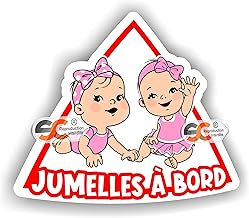 Jumelles à Bord Fille/Fille - Autocollant bébé à Bord Enfant (Modèle Fille/Fille) Jumelles