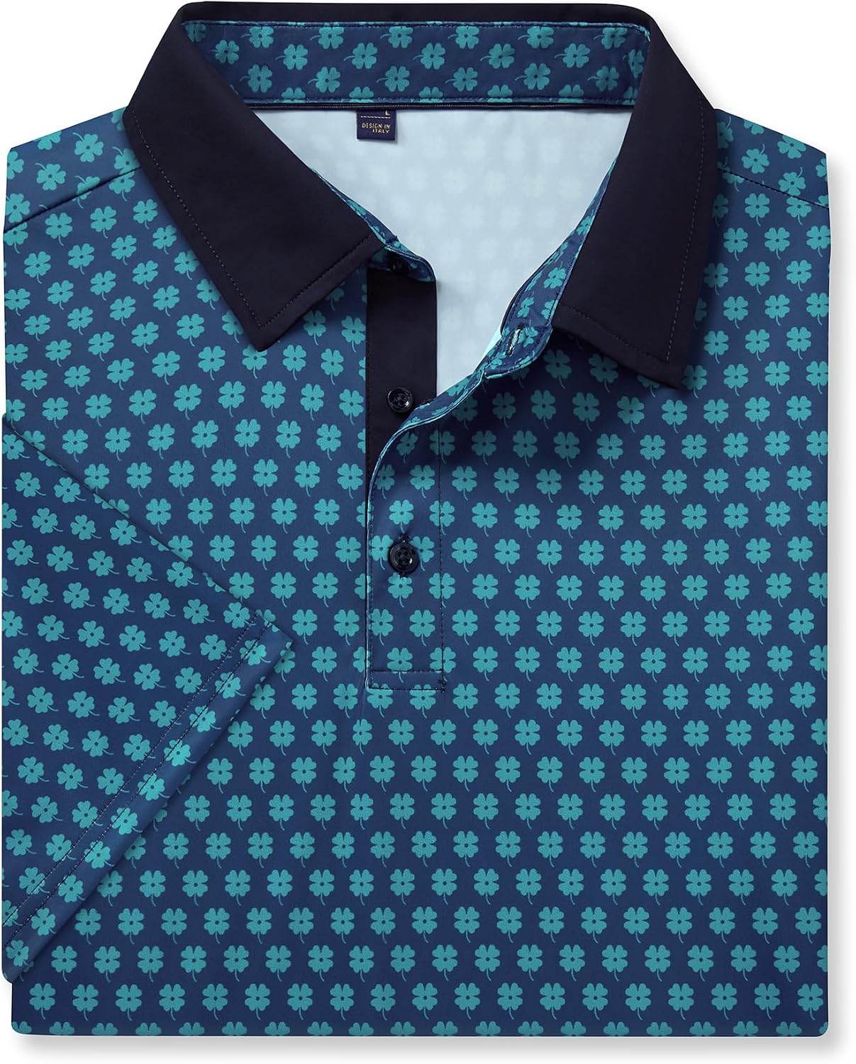 Alimens & Gentle Golf Polo Shirts for Men Short Sleeve Print Dry Fit Moisture Wicking Stretch Collared Business Casual Shirt