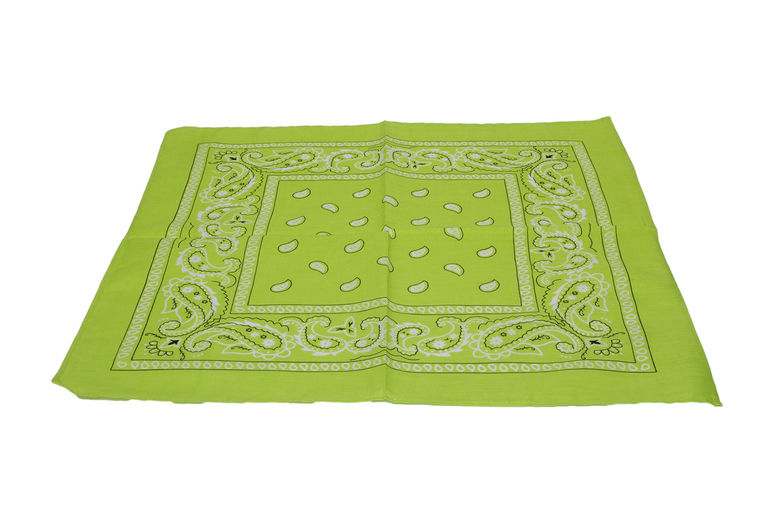 M Macahel Men's Green Cotton Paisley Design Bandana (Green)