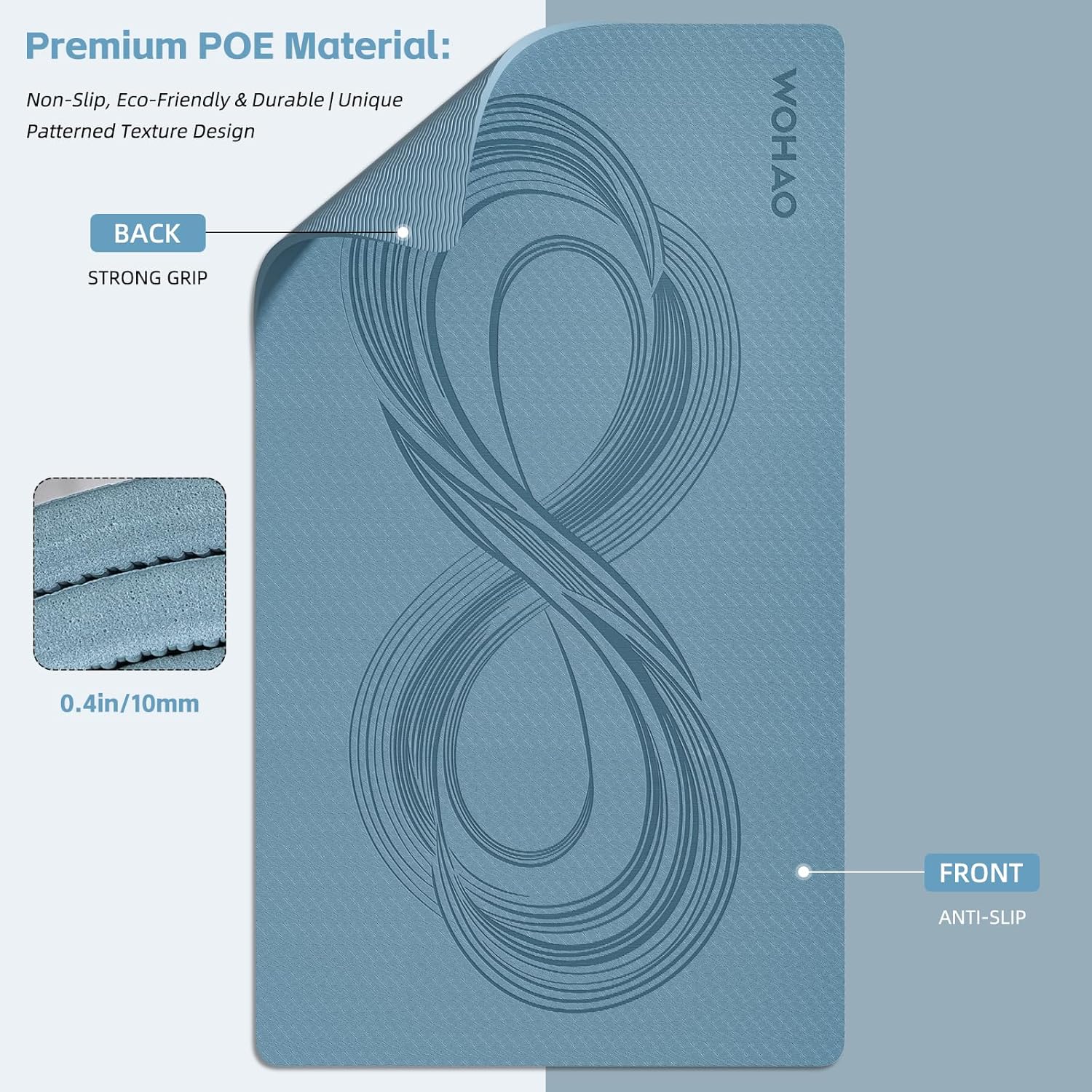 Large 76"x40"x0.4" Yoga Mat - Extra Width & Thick Non-Slip Exercise Mat, Versatile for Stretching, Yoga Studio, Gym, Home & Indoor/Outdoor Workouts - Image 3