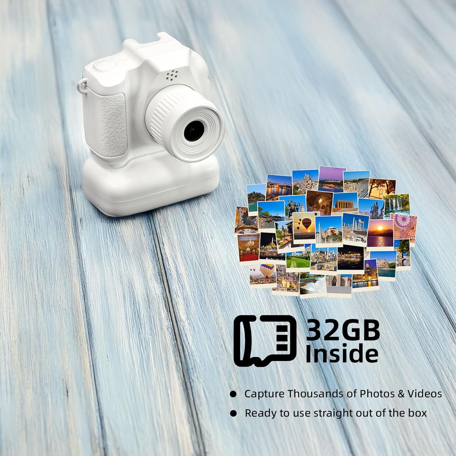 Mini Camera Keychain, Mini Retro Digital Camera, Y2K Camera, Wide Angle Lens, 1.4" LCD Screen, 32GB Included, Nostalgic Photos, Vintage Video Effects, Great Gift Idea, (White)