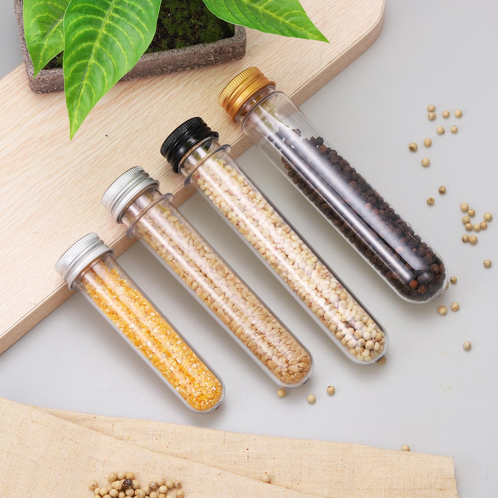 PATIKIL 24Pz Tubi di Plastica da 30 Ml Tappi Vite 109x24 mm Tonalità Oro