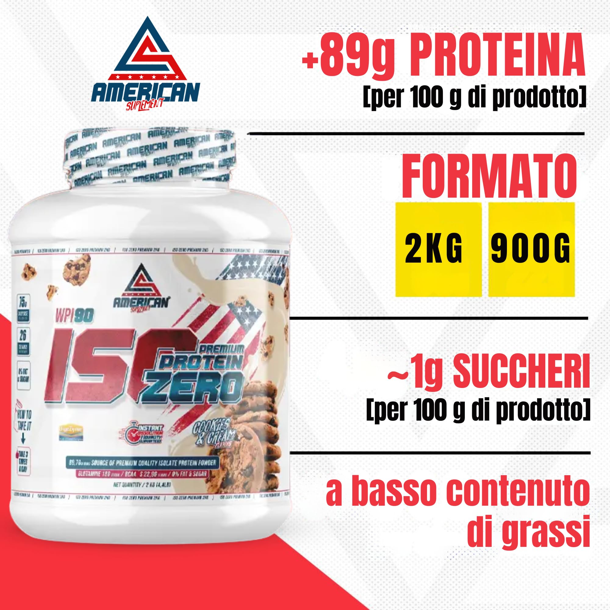Proteine Isolate Zero | Proteine Isolate con 0% Zuccheri e 0% Grassi | Aumenta il Muscolo senza Grasso | Basso Contenuto di Carboidrati (2 kg (Confezione da 1), Cookies)