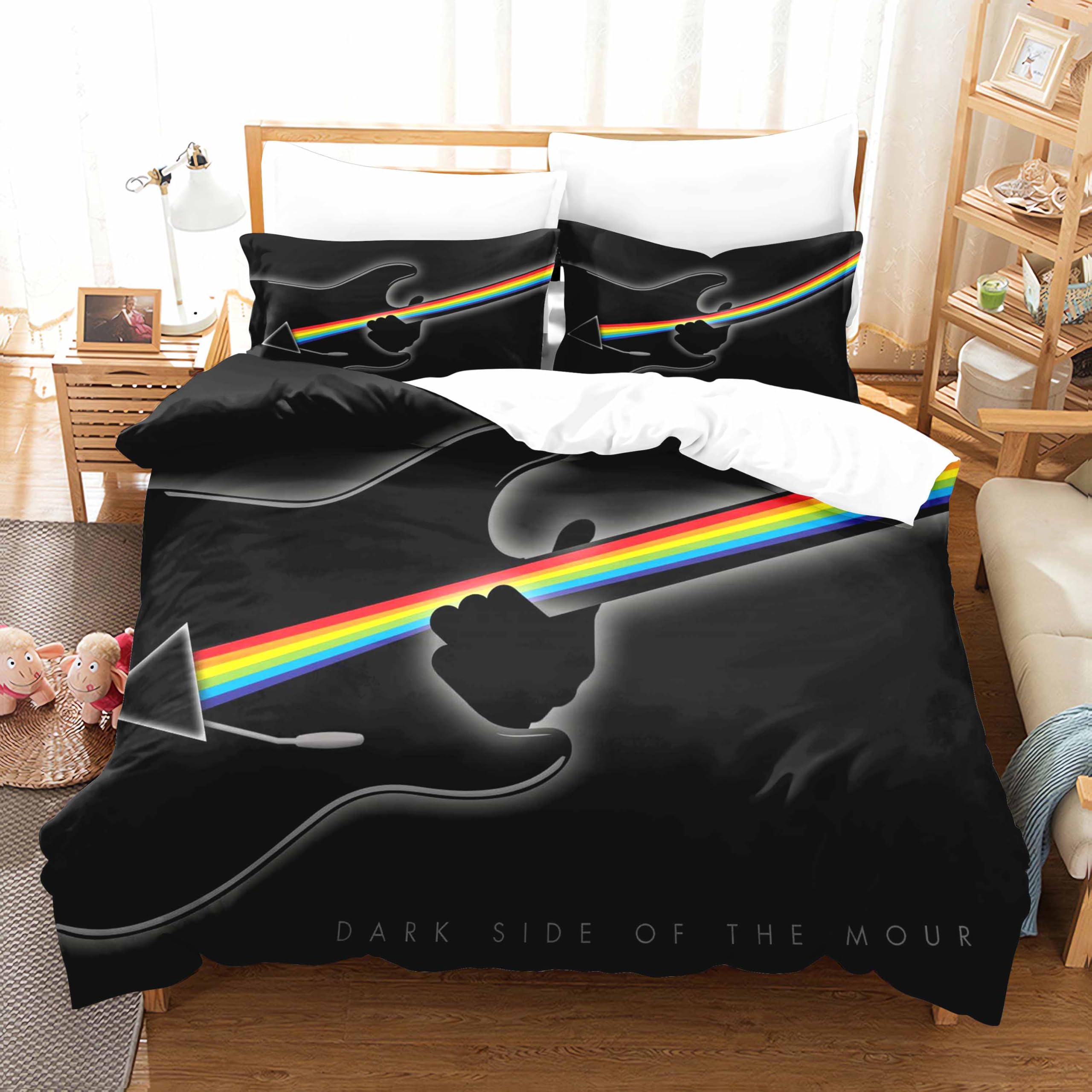 Shaari British Rock Bands Floyd Algorithm Duvet Cover Set Soft Lightweight Microfiber 3 Piece Bedding Set with 2 Pillowcase Kids Quilt Cover with Zipper Closure Super King 260 x 220 cm
