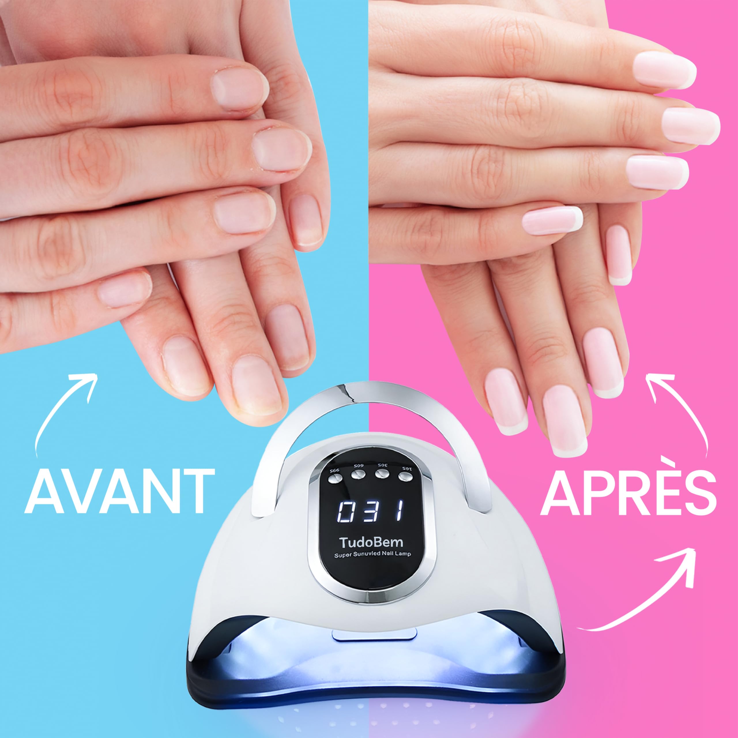 TudoBem Lampe UV Ongles Gel Professionnel, UV LED Ongles Puissante, avec 66 ampoules 72W, Machine UV LED pour ongles, Catalyseur Ongles, Lampe Vernis semi-permanent Séchoir Manicure et Gel Nail