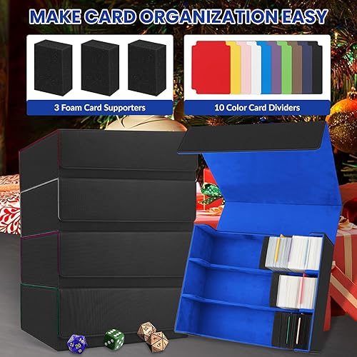 Miniatura 6 de AOBOPLE Caja de almacenamiento de más de 1800 tarjetas de intercambio, funda de cartas para tarjetas intercambiables con 5 separadores de tarjetas,