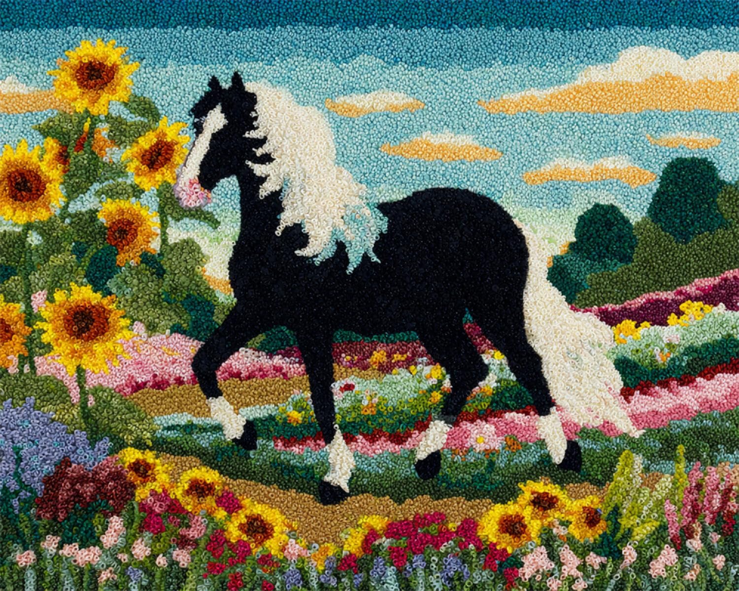 Henypt DIY Latch Hook Rug Kits Horses and Scenery 55x75cm