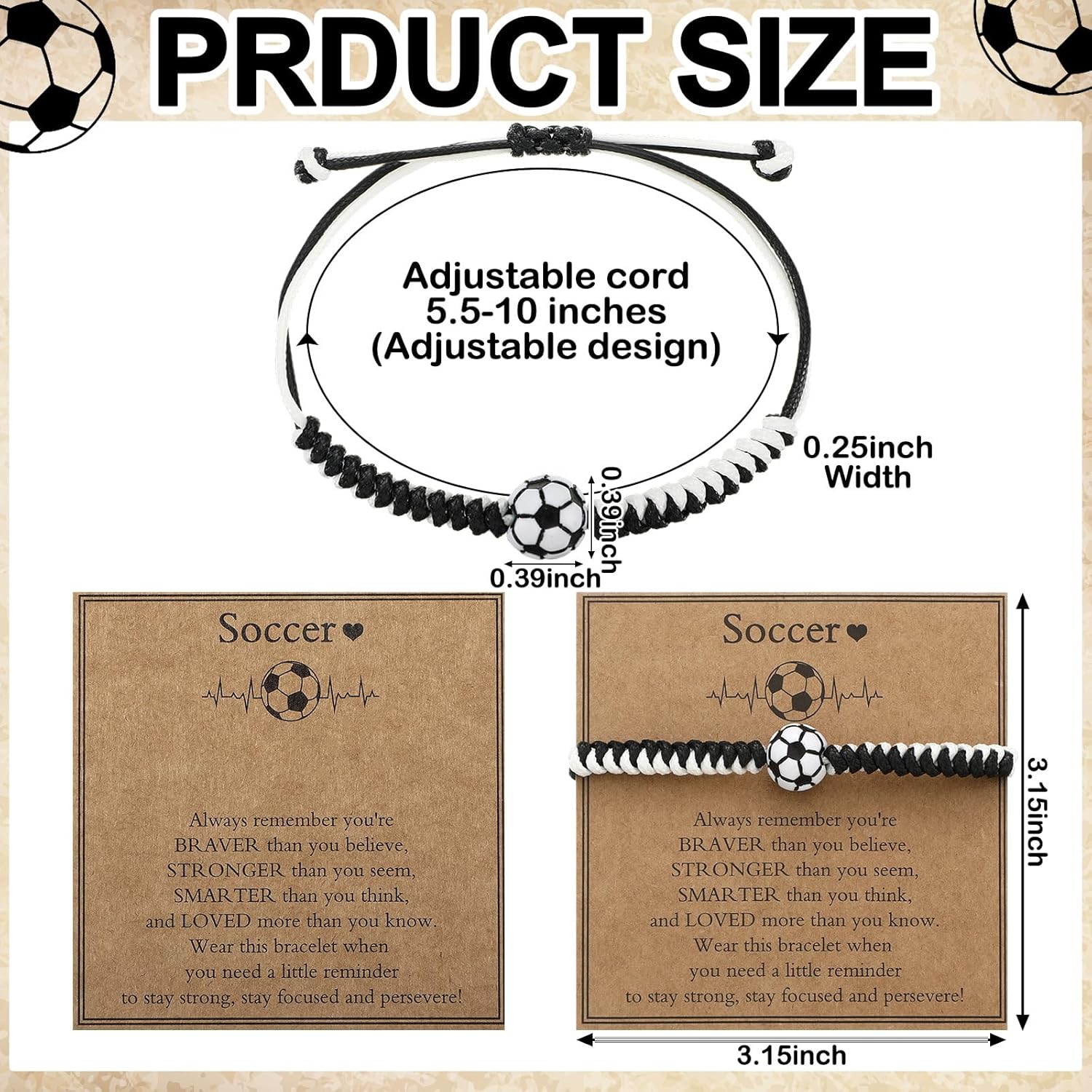 30 Sets Sports Charm Bracelets Bulk with Inspirational Card for Sports Party Favor Team Group Player Gifts - Image 3