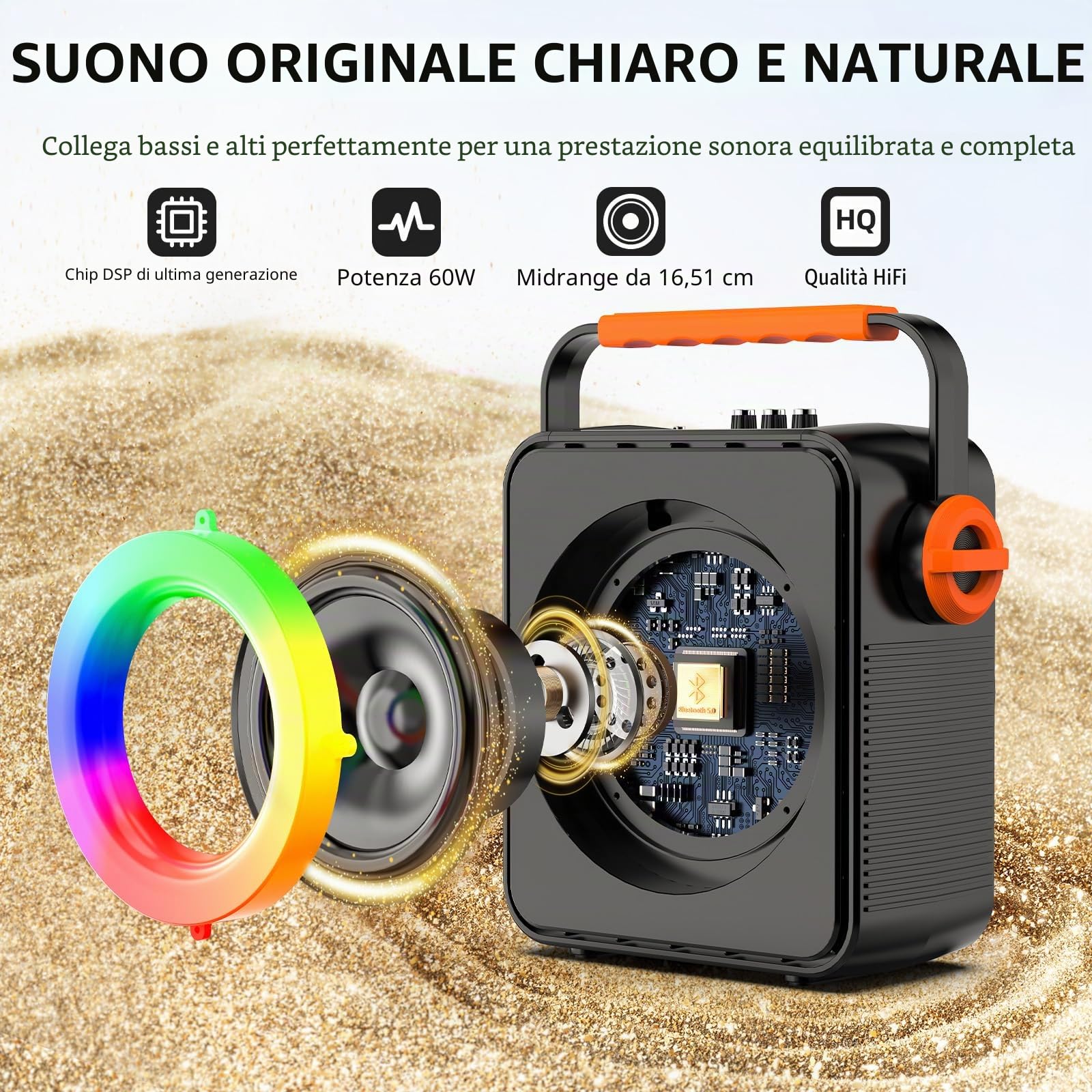 JYX Karaoke con 2 Microfono Wireless per Adulti, 120W Altoparlante Karaoke Portatile Bluetooth 5.3, Sistema PA con Regolazione Eco, Supporta TWS/TF Card/USB/AUX/Live, Canta Tu Karaoke 2026