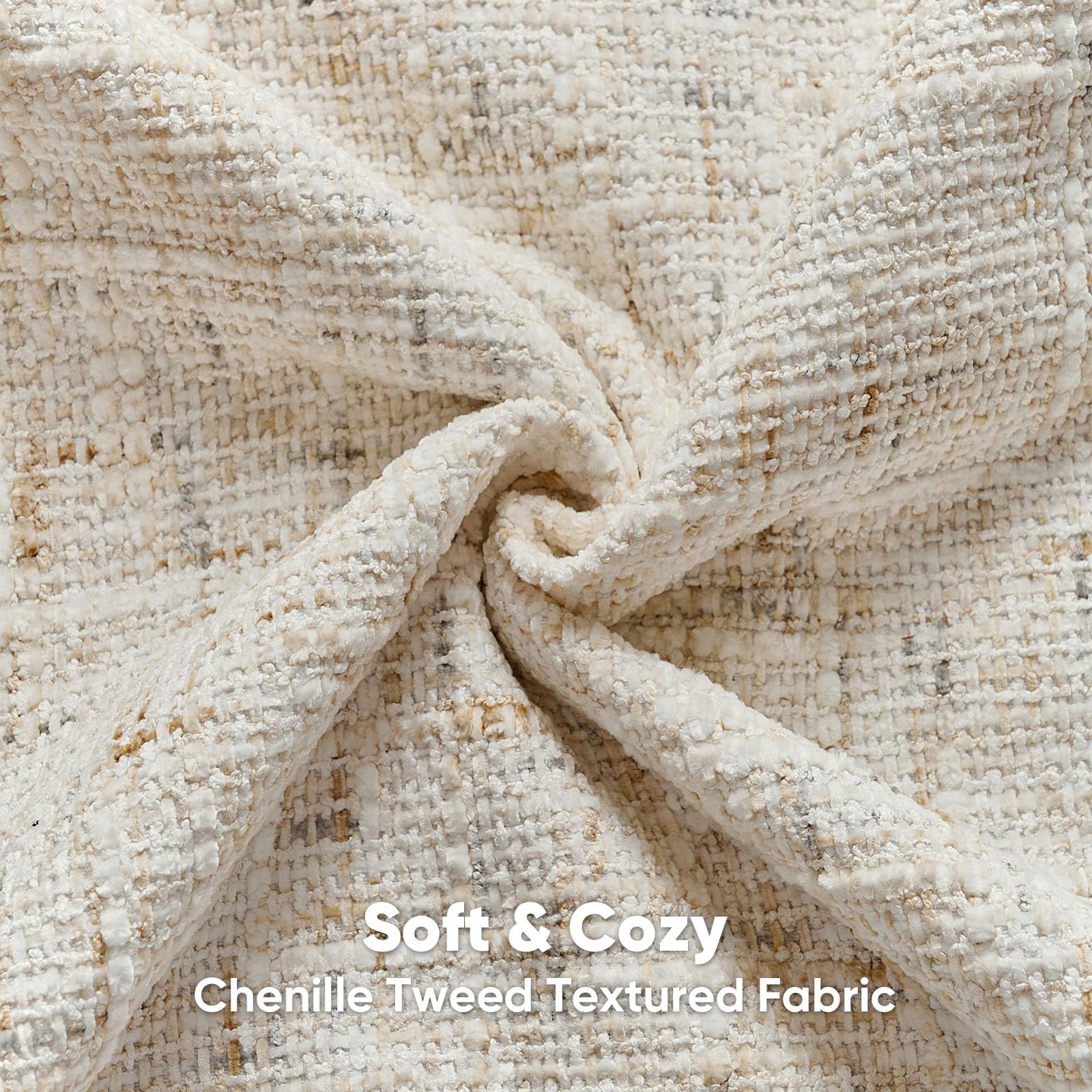 Ystyle 2 Pezzi Federe Cuscini Divano 40x40 in Chenille e Velluto, Copricuscini Morbidi con Texture Tintura a Spruzzo e Cerniera a Cuore Oro, Fodere Moderne Eleganti per Letto Soggiorno, Crema