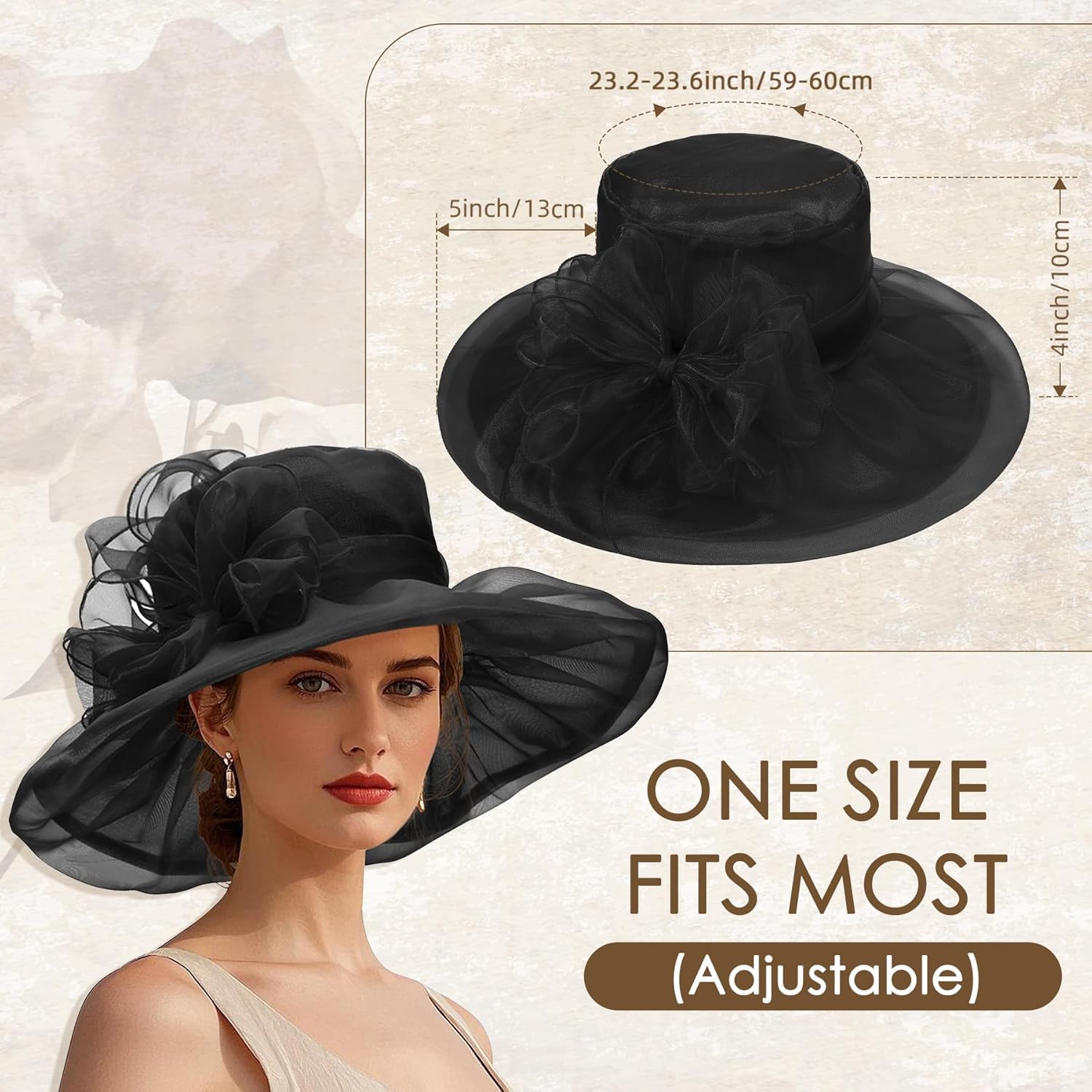 Zando Derby Hats for Women 2026 - Elegant Organza Kentucky Fascinator Hat Vintage Tea Party Church Hat Wedding Headwear